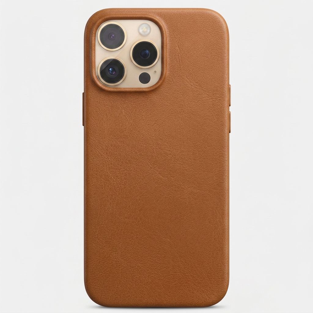 Capa Couro Premium Caramelo para iPhone 16 Pro Max