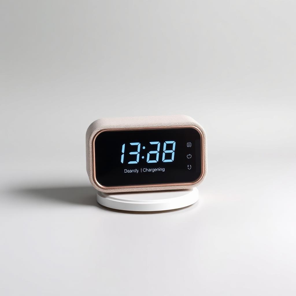 Clock Charger Pro 15W — Bege e Rosé Gold